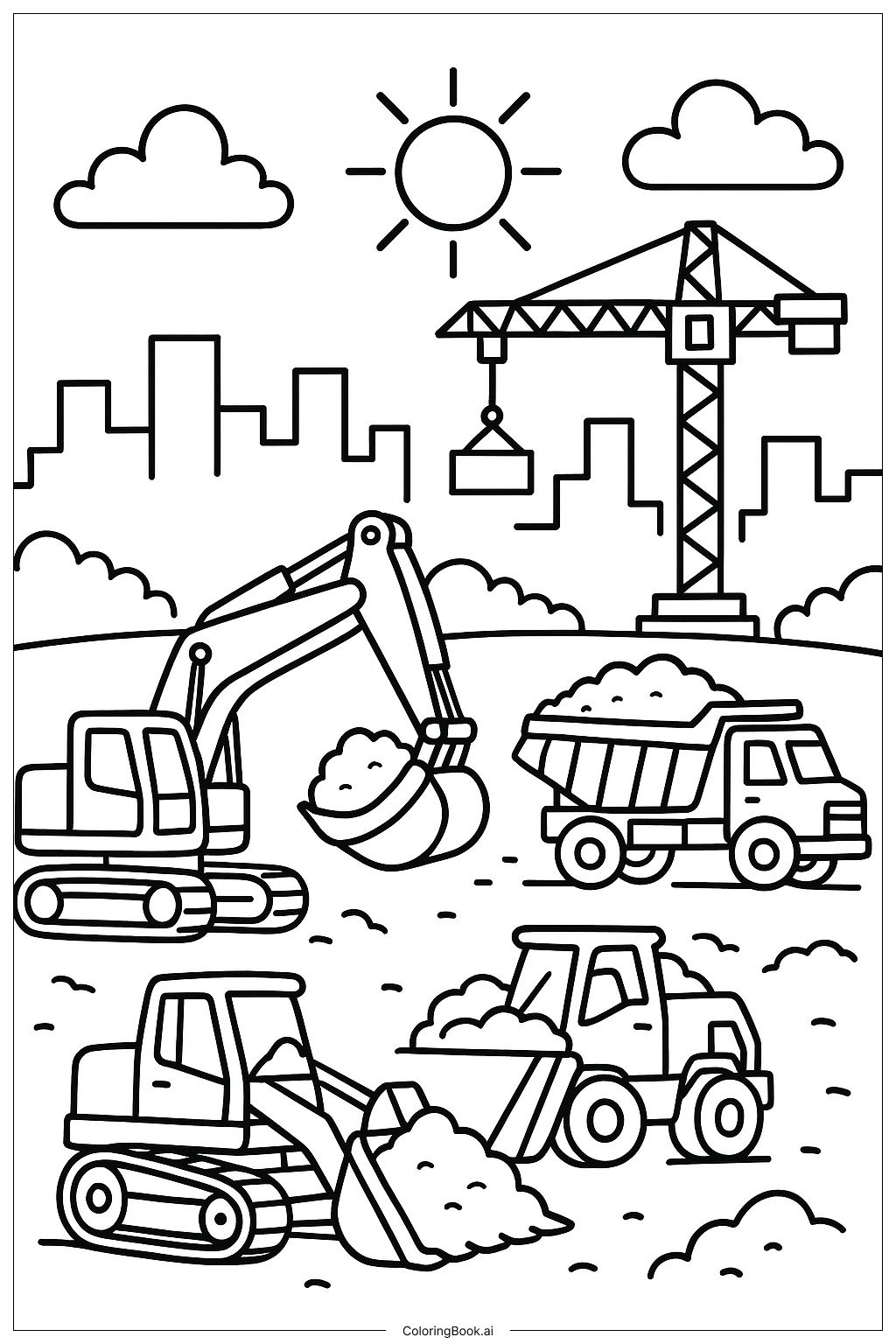  Trang tô màu Sáng Tại Công Trường Xây Dựng 