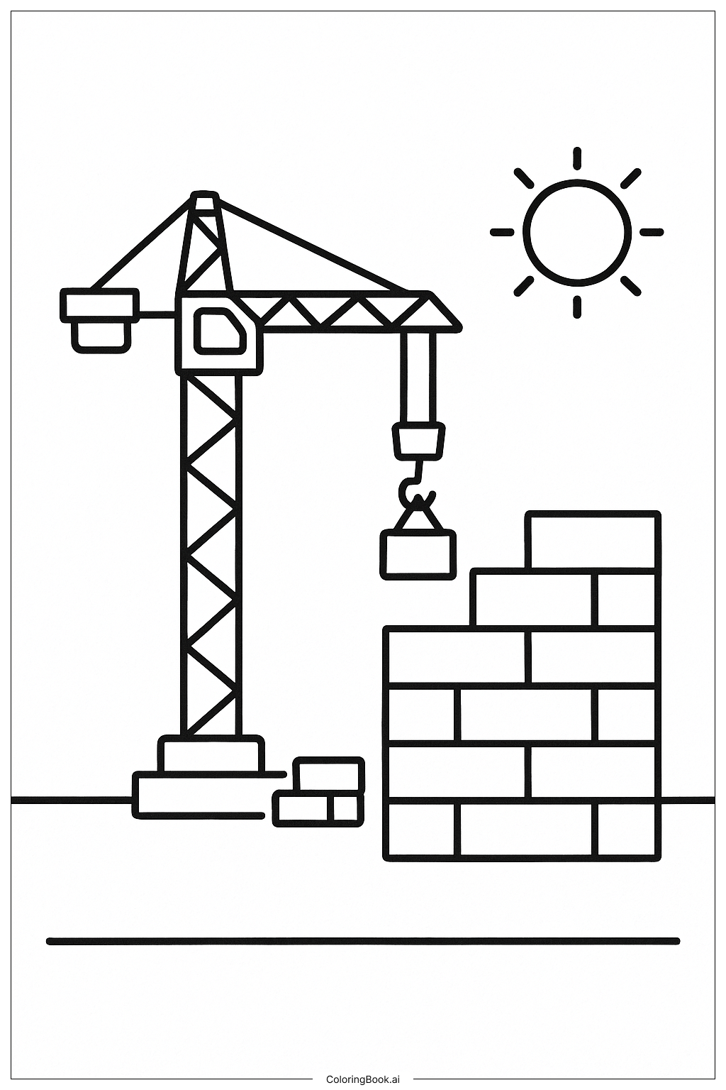 Construction Site With Crane Coloring Page 