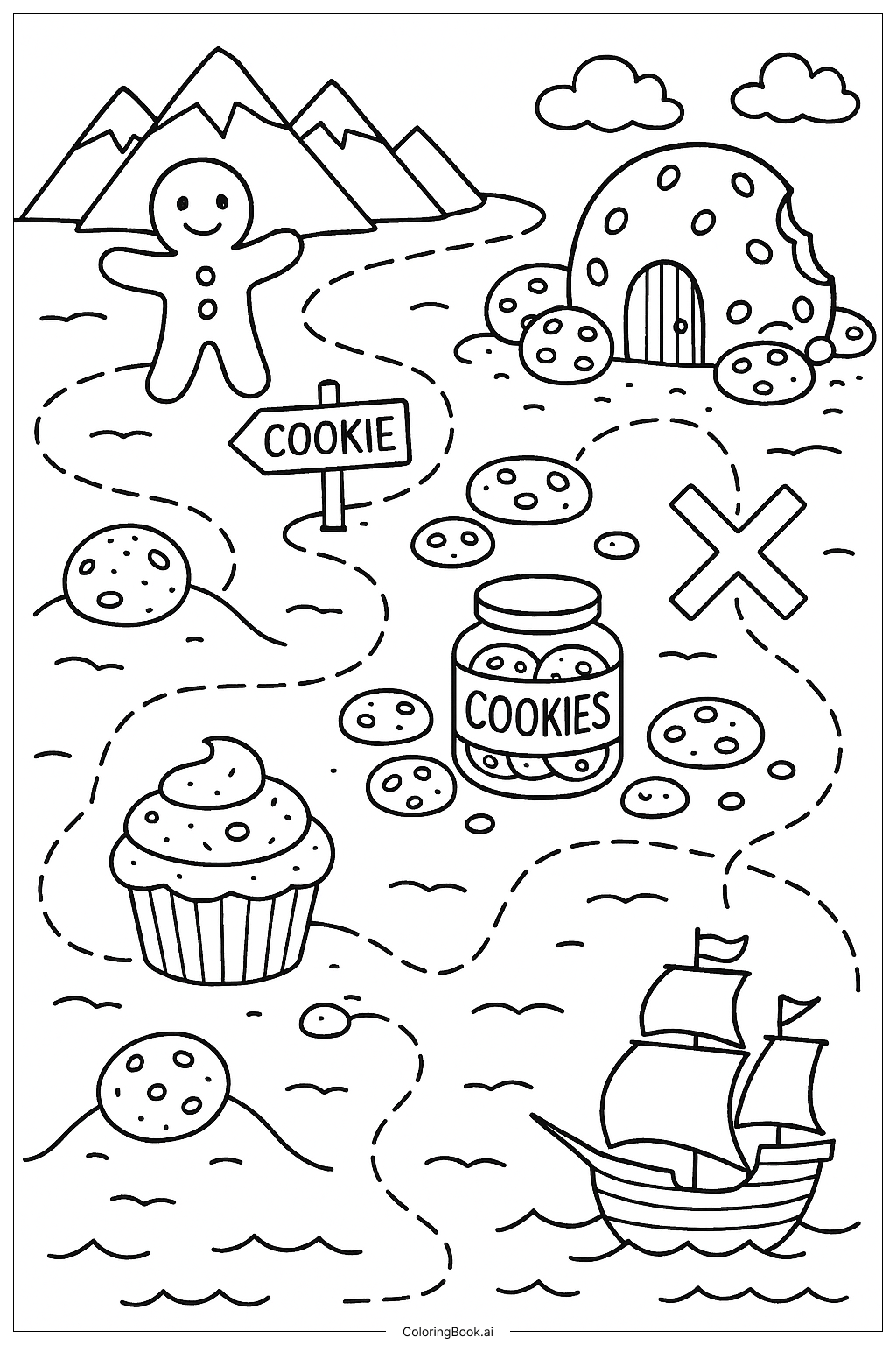 饼干冒险地图填色页