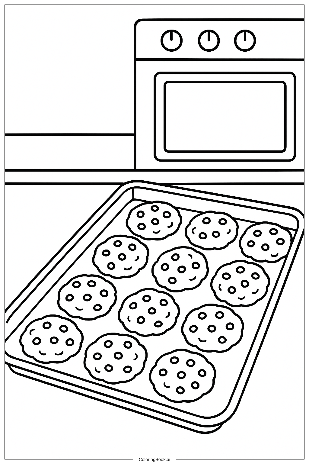 クッキー焼きトレーの塗り絵ページ