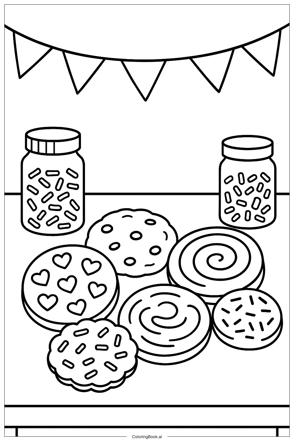 Página para colorir de Festa de Decoração de Biscoitos