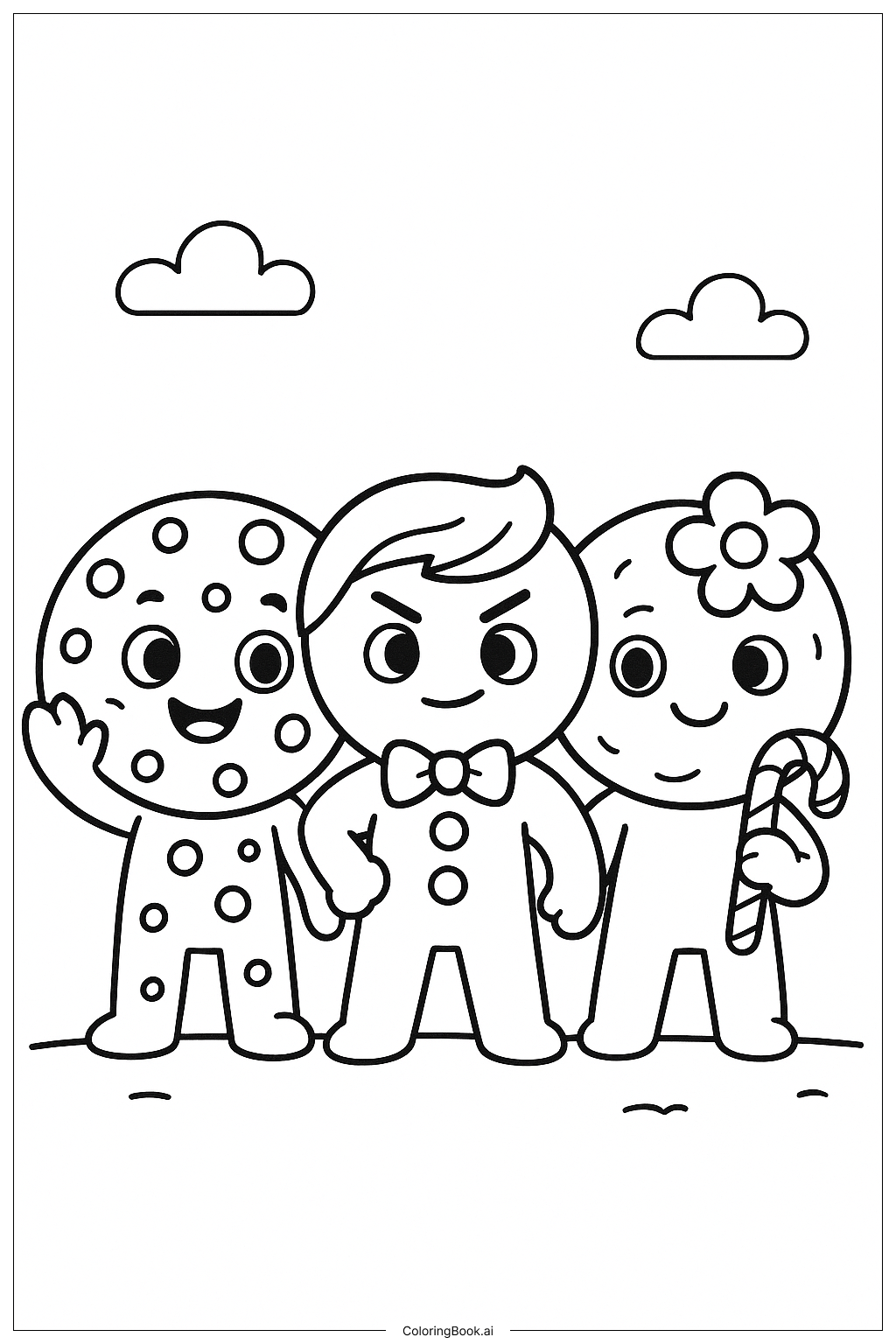  Página para colorir de Trio da Família Cookie 