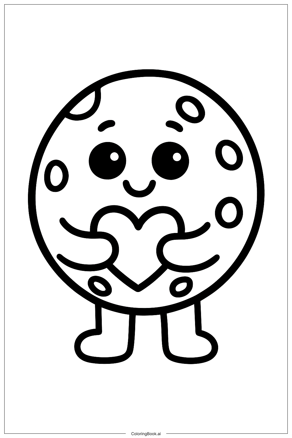  抱著愛心的餅乾著色頁 