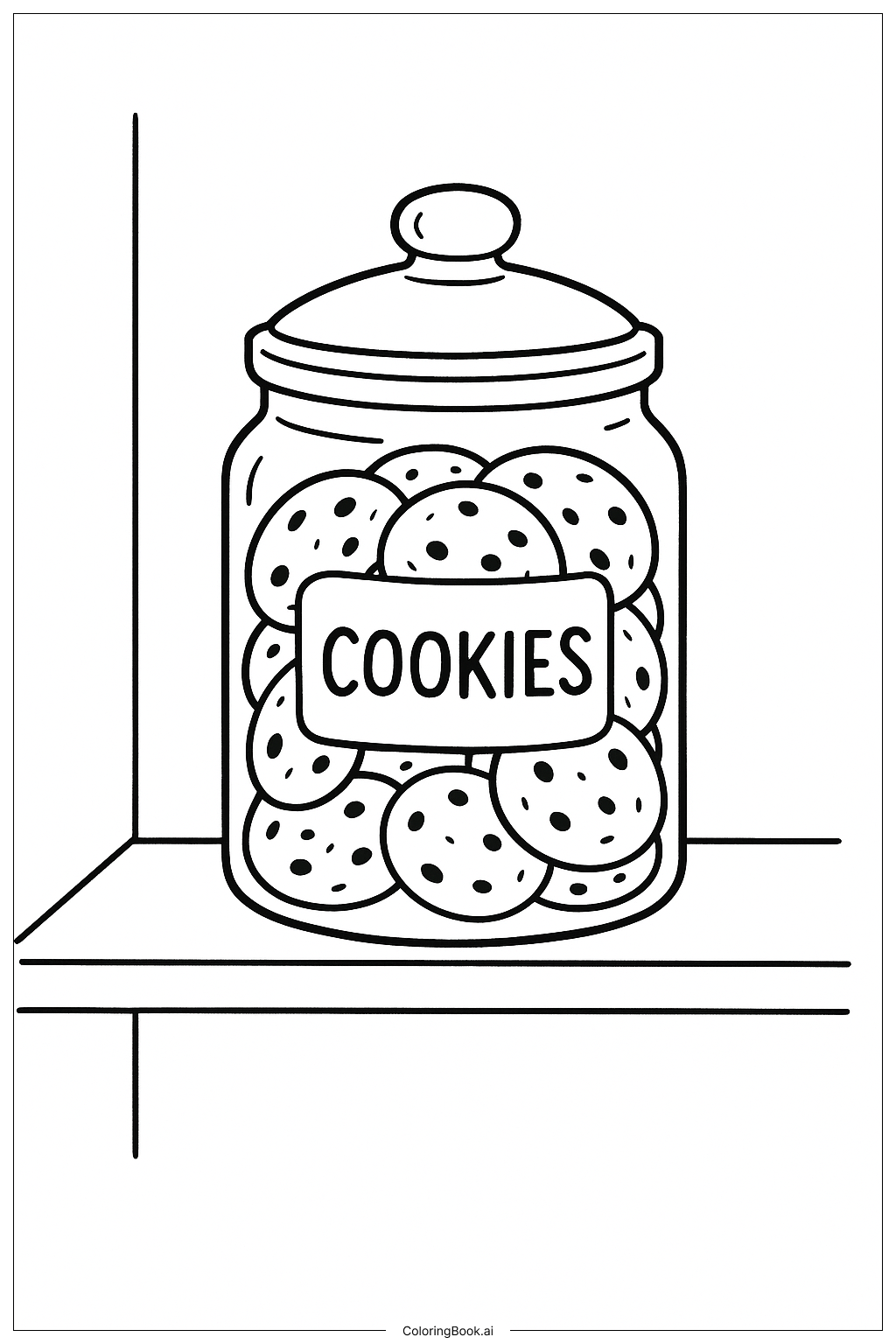 Página para colorir de Cena do Biscoito no Pote