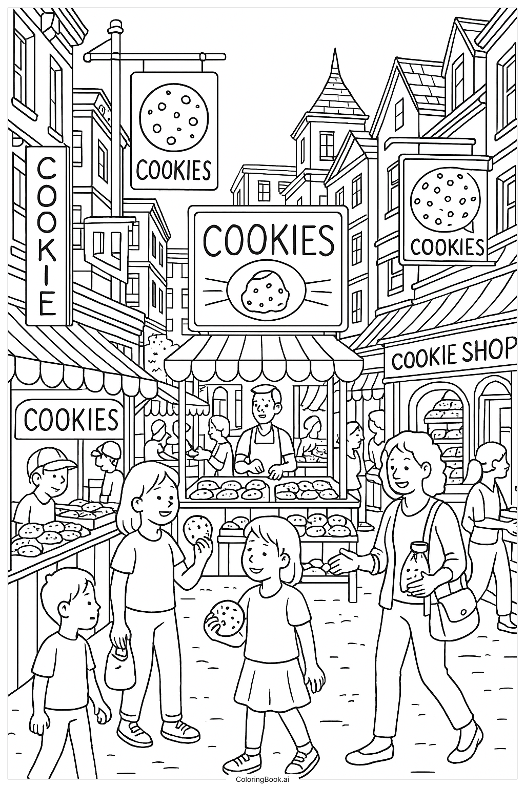 曲奇市场街填色页