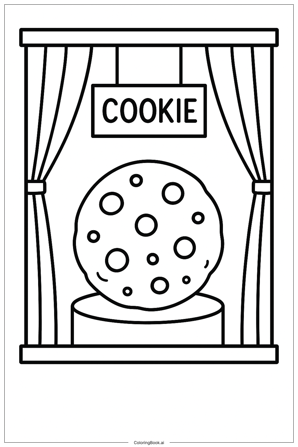 クッキーショップのショーウィンドウの塗り絵ページ