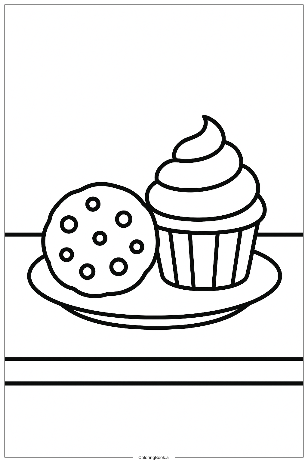  餅乾與杯子蛋糕著色頁 