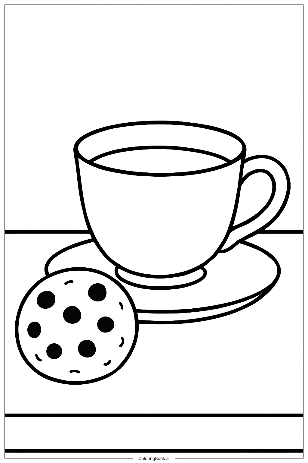  茶杯饼干填色页 