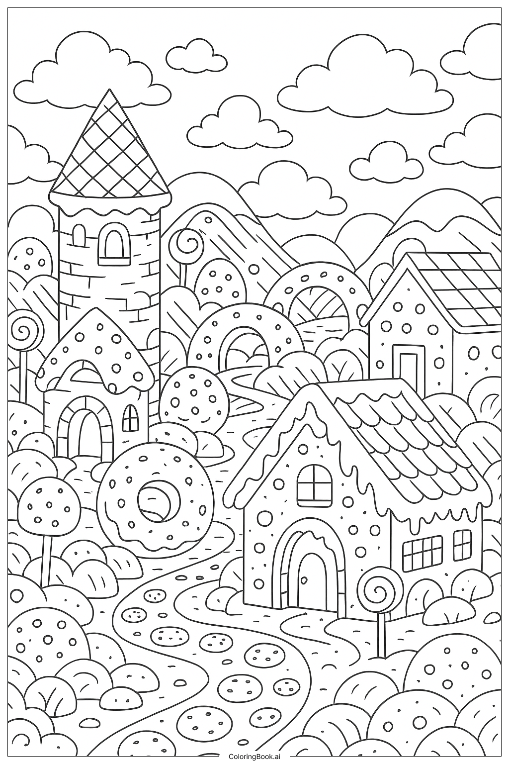 Cookie Wonderland Landscape Coloring Page 