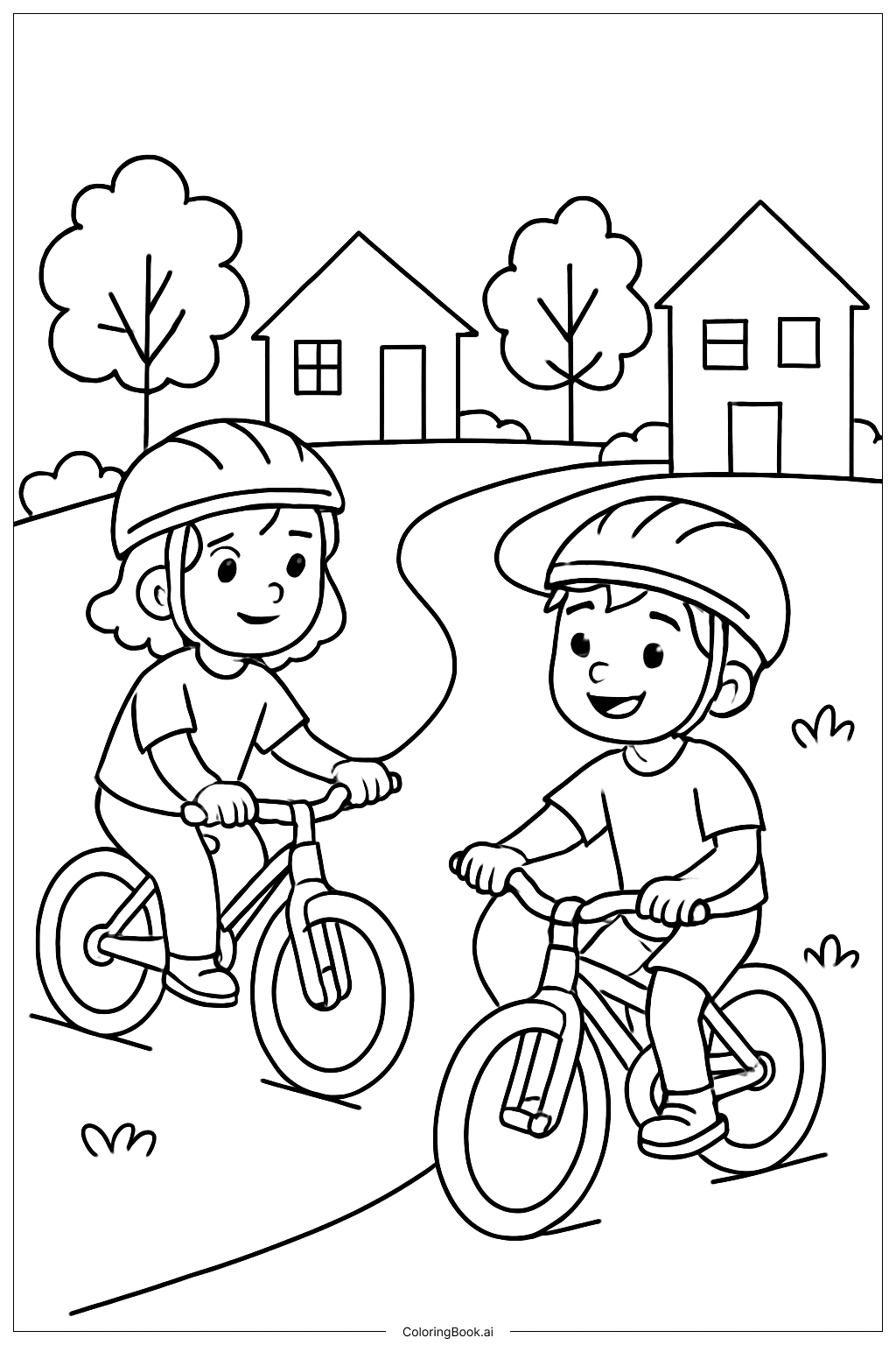  酷炫自行车骑行填色页 