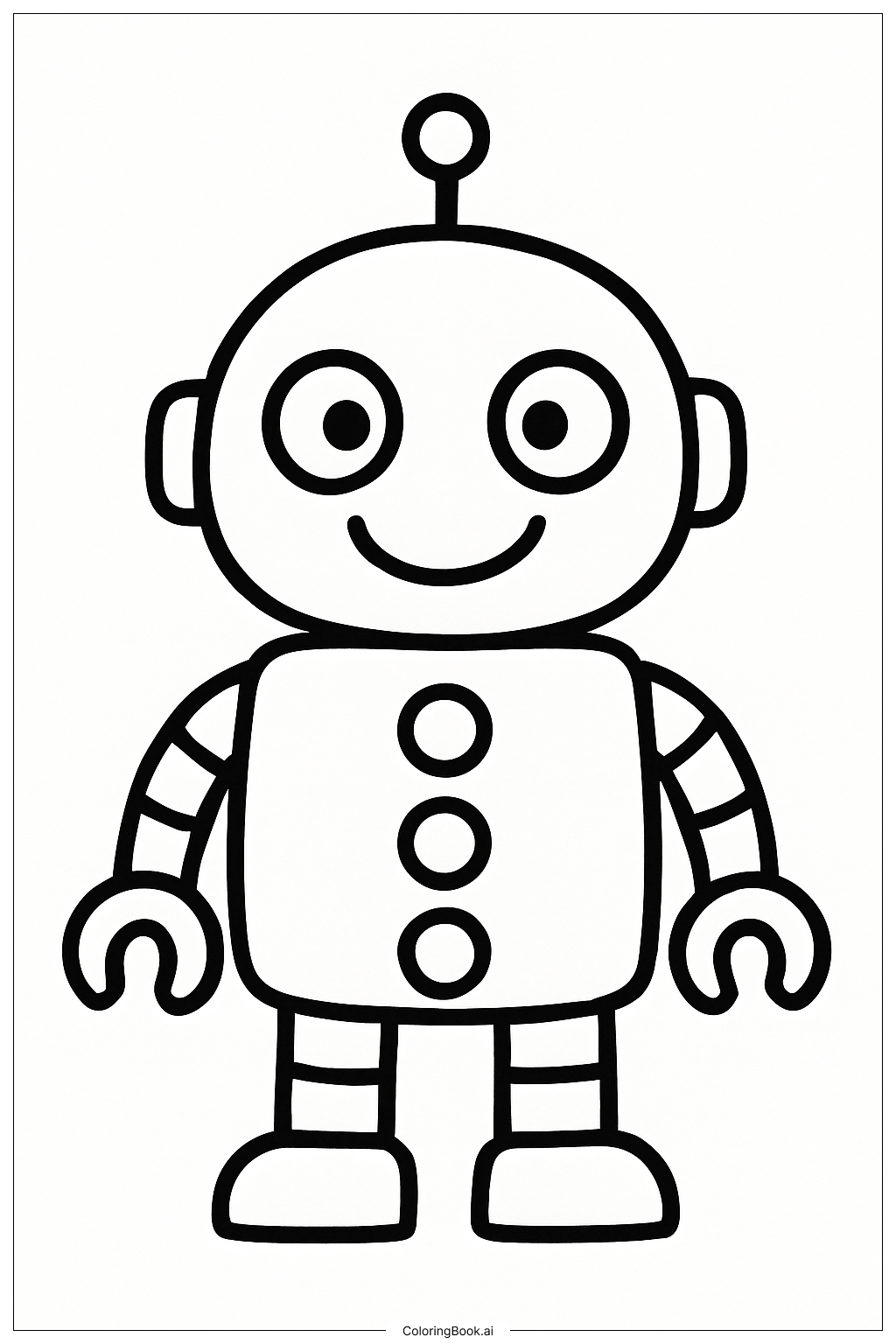  酷炫快乐机器人填色页 