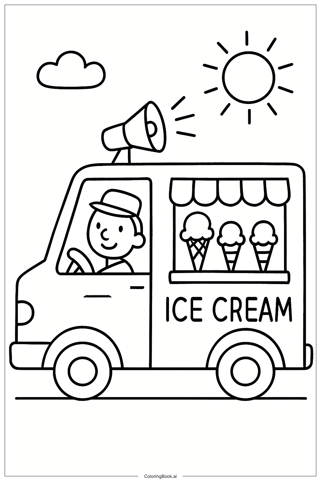  Trang tô màu Xe Kem Ngon Lành 