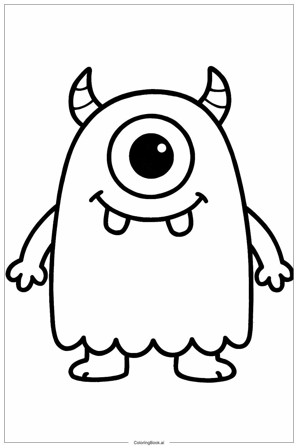  酷酷的小怪兽填色页 