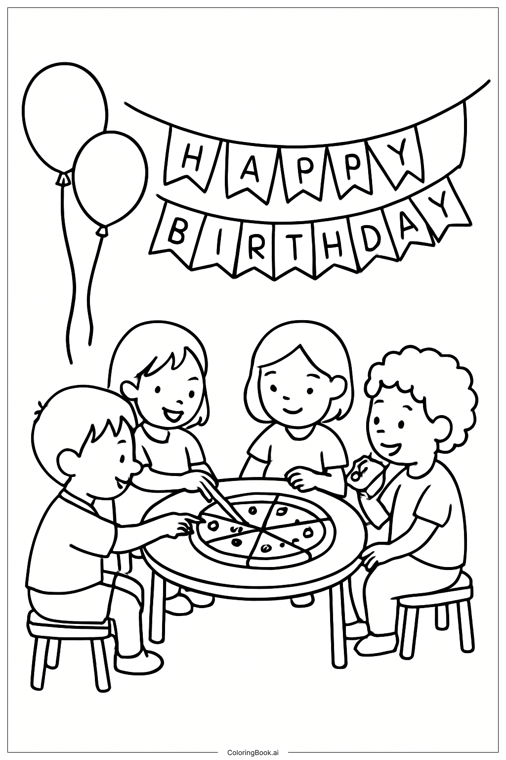  Trang tô màu Bữa Tiệc Pizza Vui Nhộn 