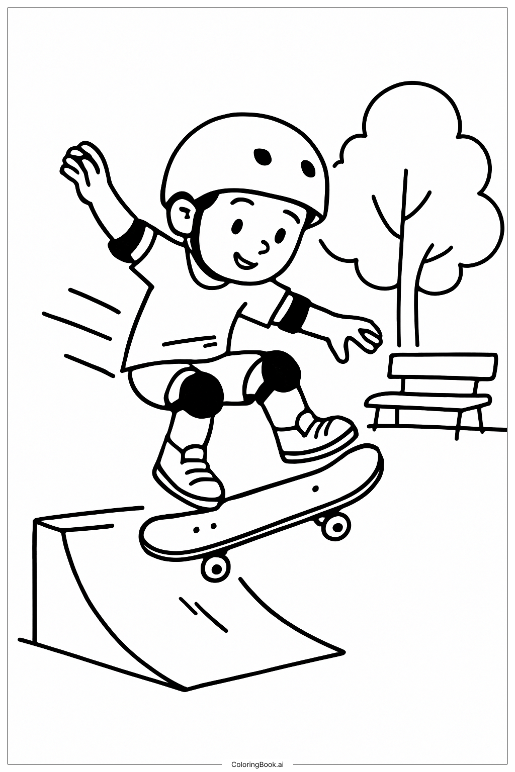  酷炫滑板特技填色页 