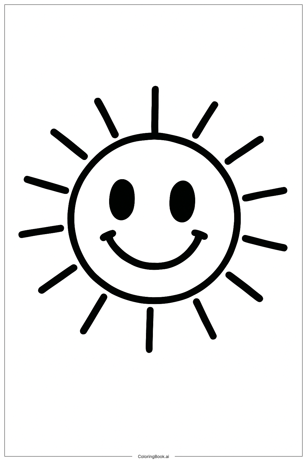  酷炫微笑的太阳填色页 