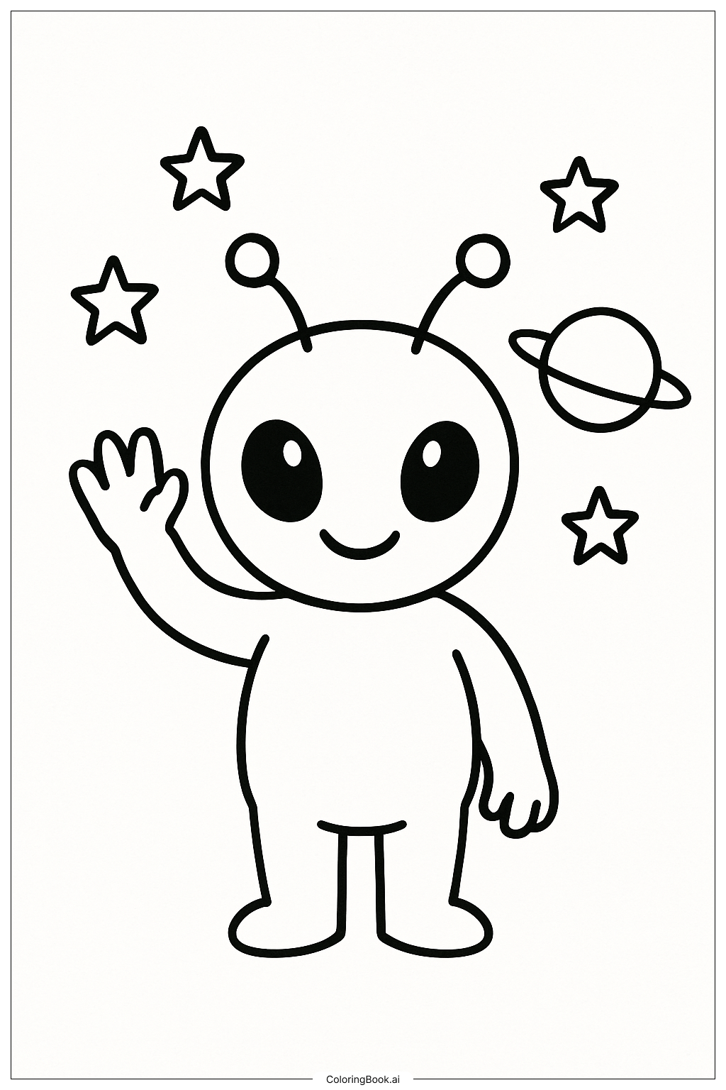  酷炫太空外星人填色页 