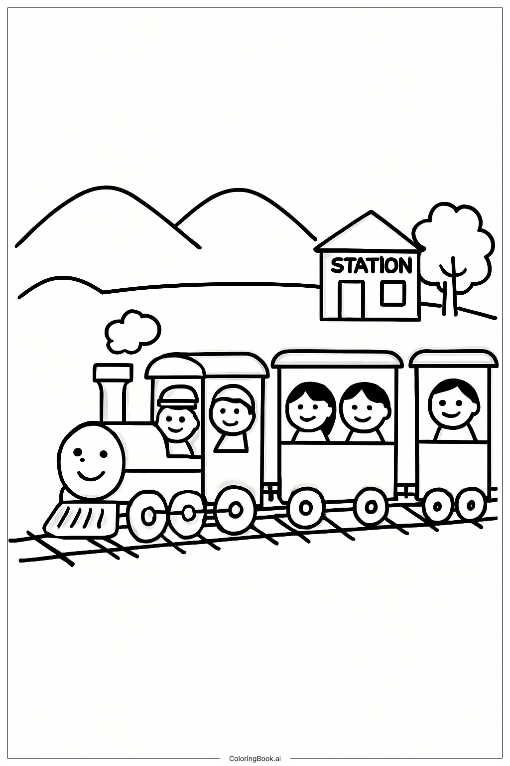  酷炫火车之旅填色页 