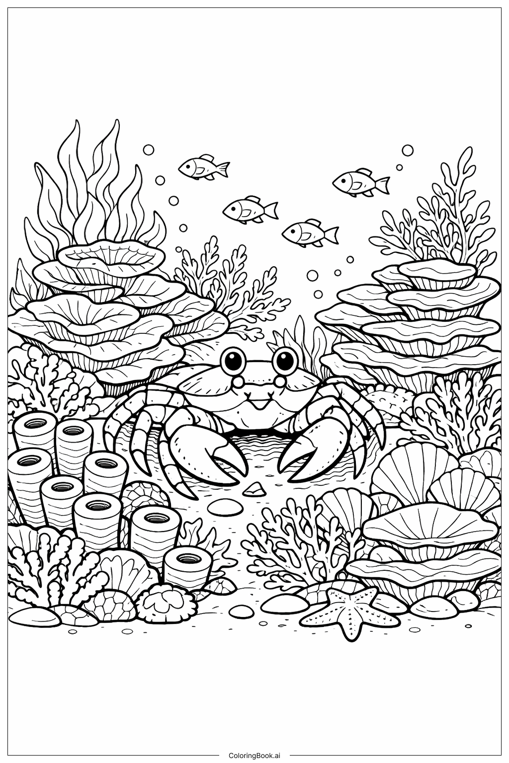 Coral Reef Crab Coloring Page