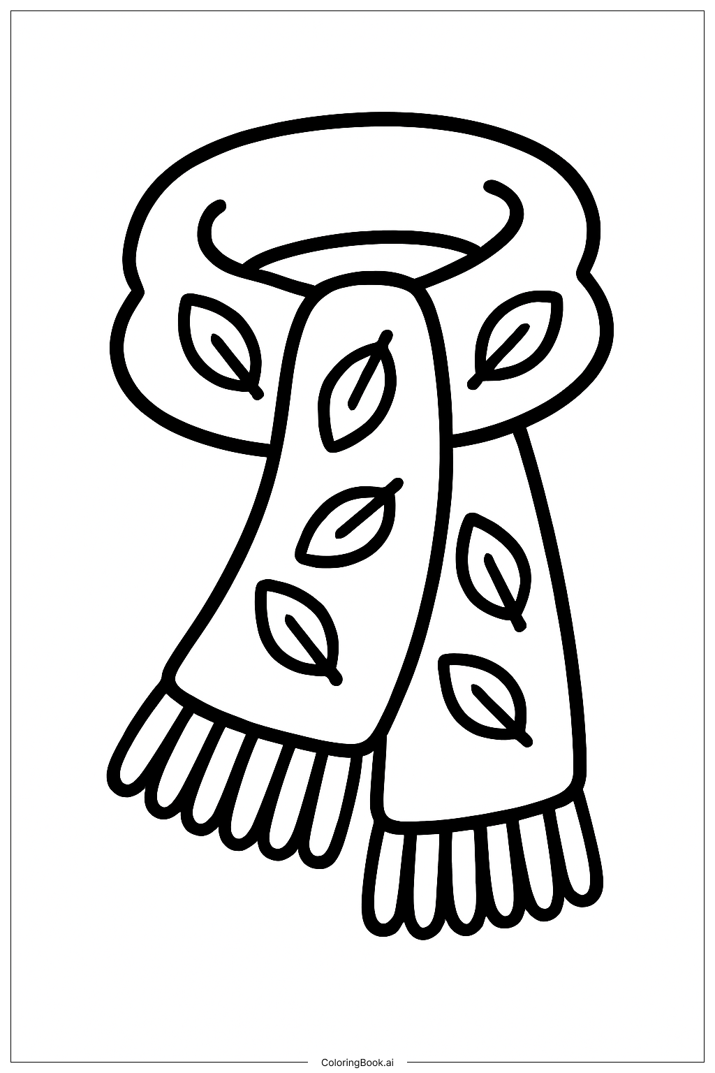 Página para colorir de Cachecol Aconchegante com Folhas de Outono