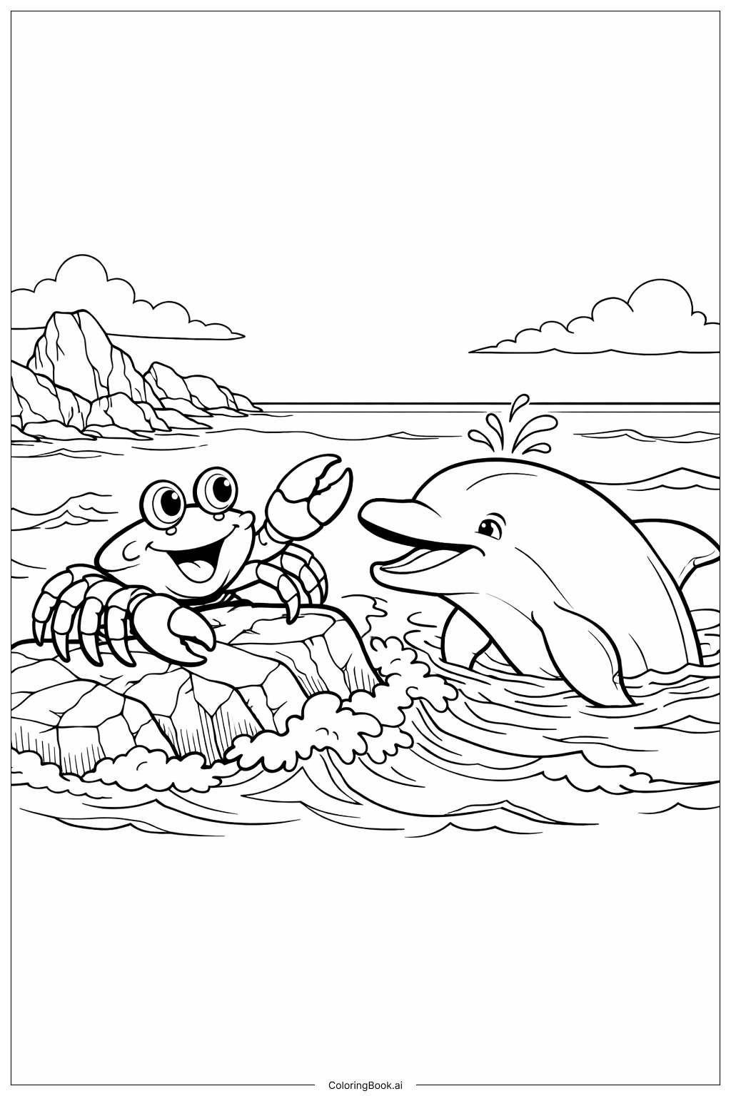 게와 돌고래 색칠공부 페이지