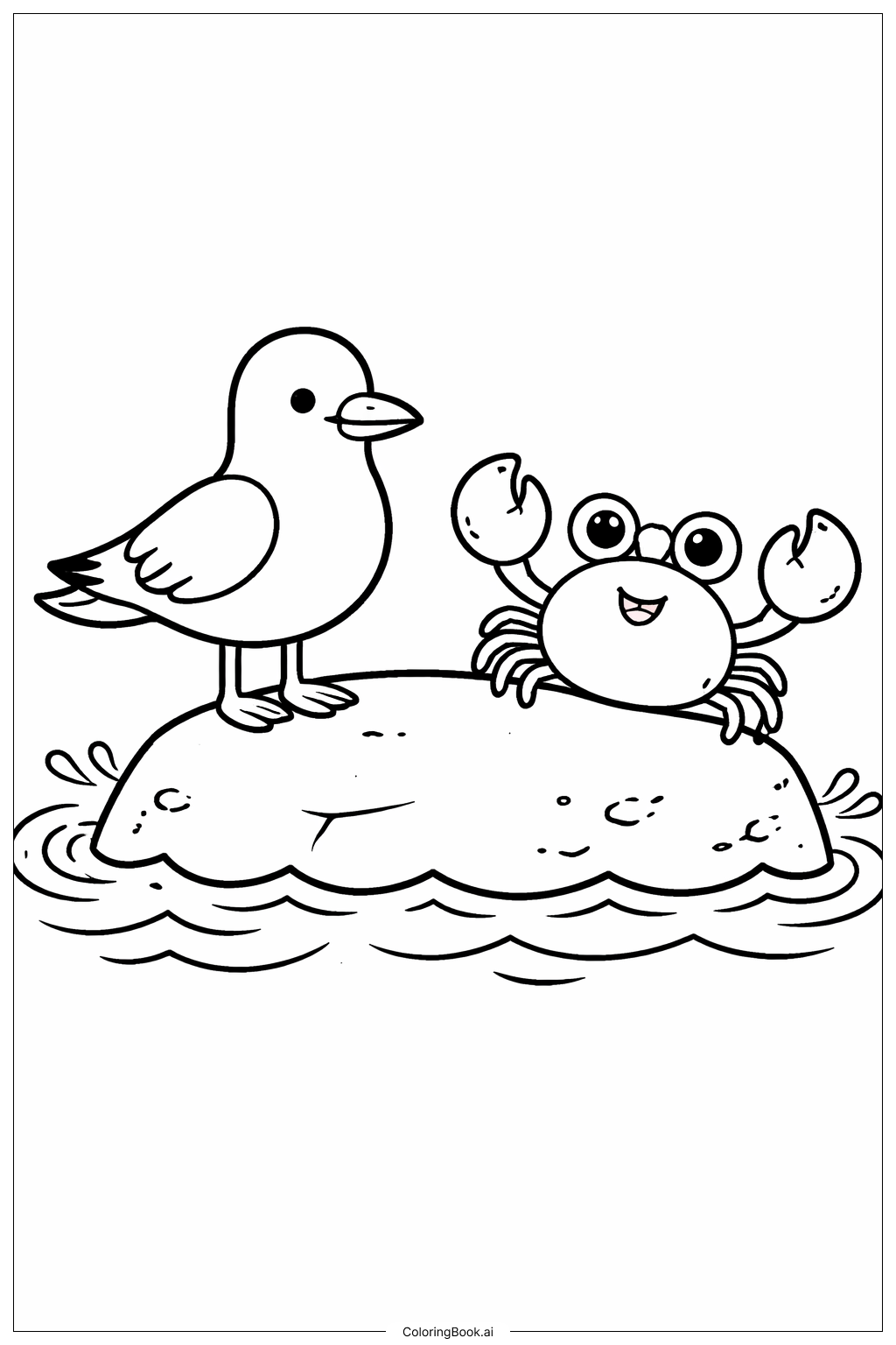 螃蟹與海鷗著色頁