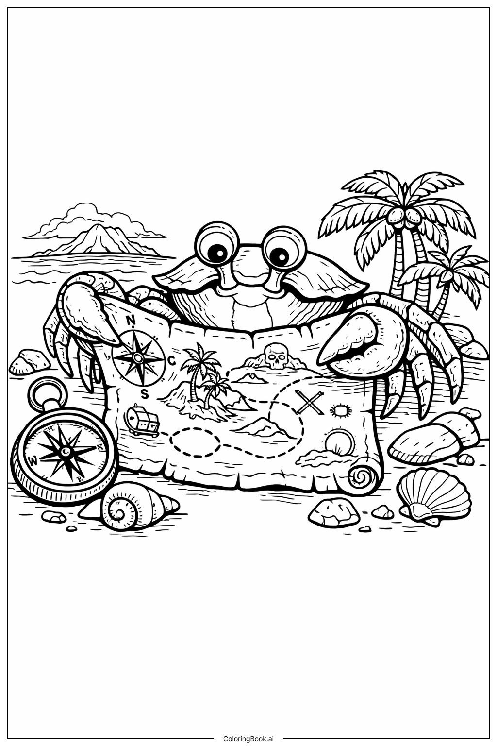 게 탐험가 지도 색칠공부 페이지