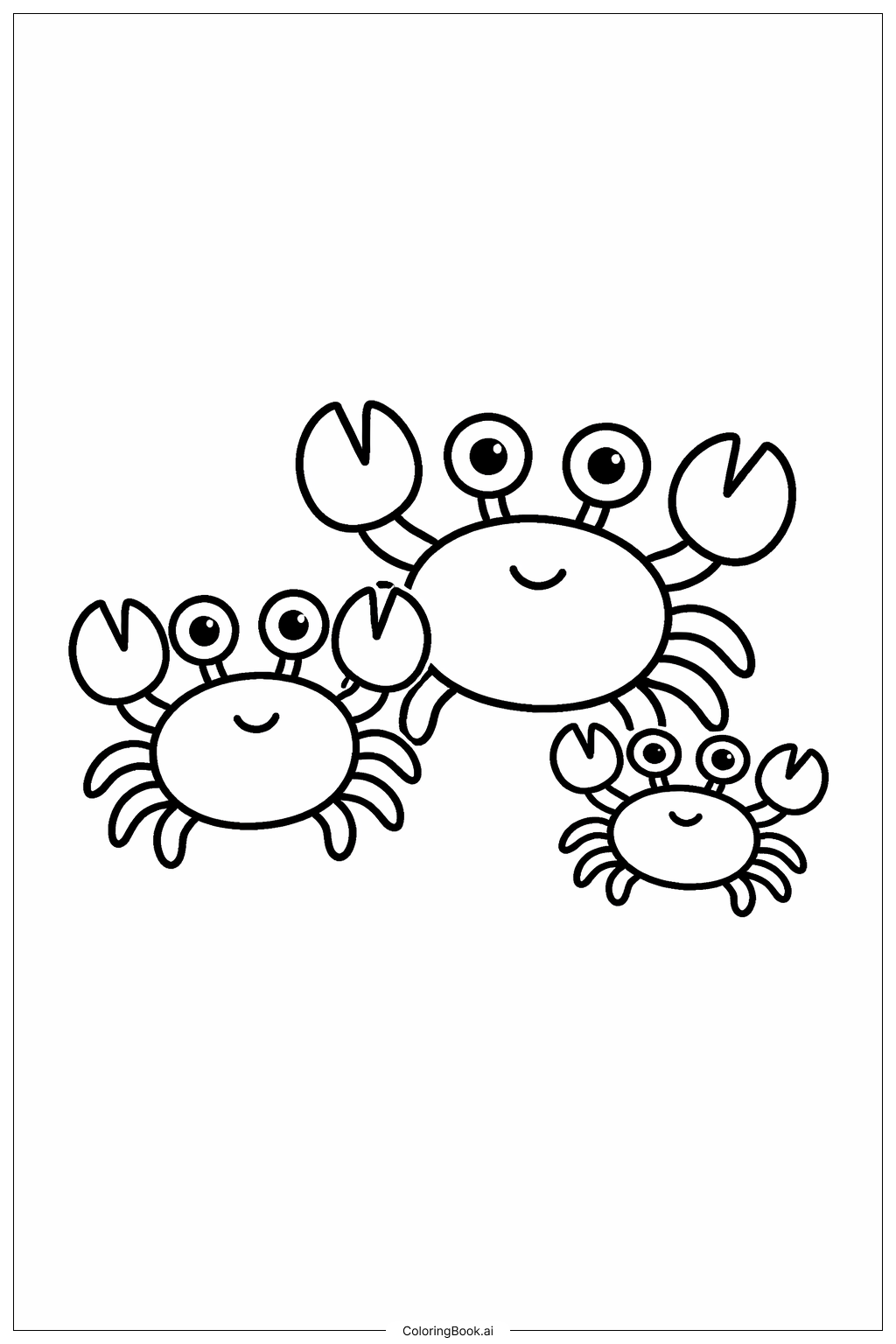  Page de coloriage Famille de Crabes 