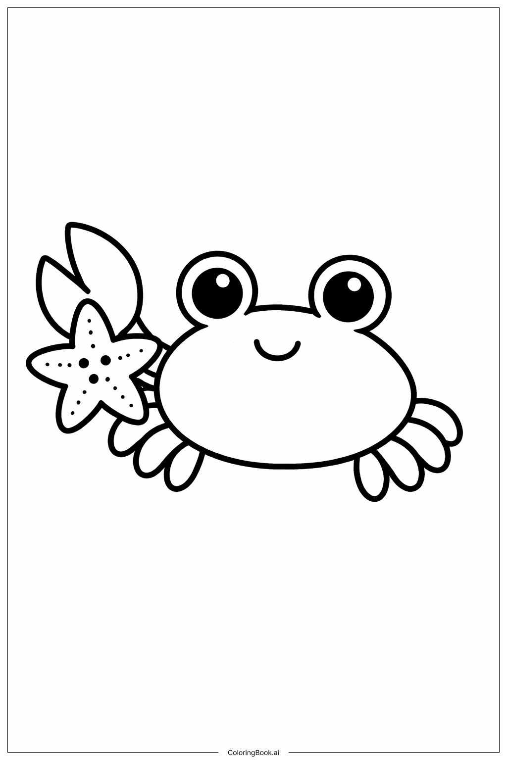  Page de coloriage Crabe tenant une étoile de mer 