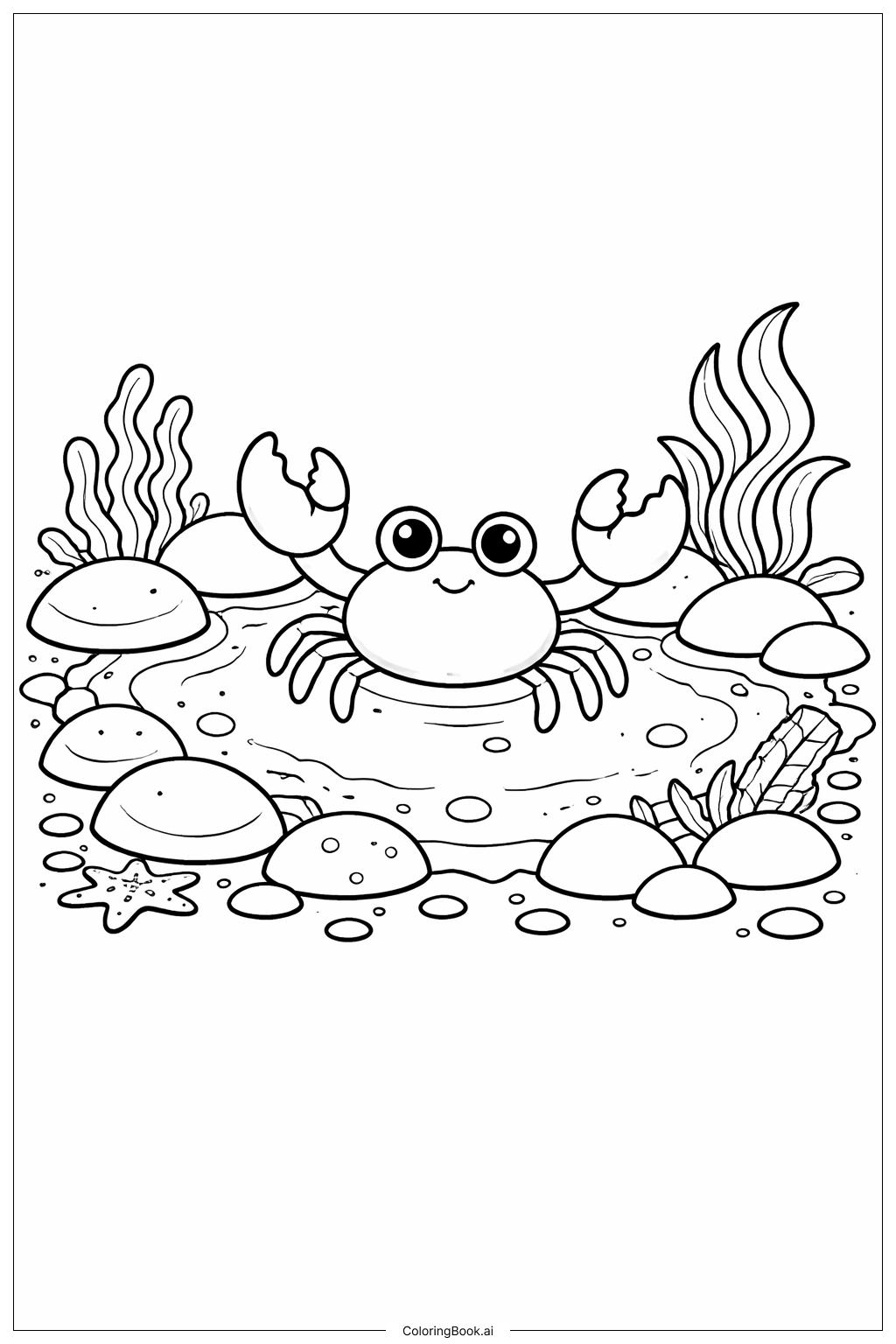  潮池里的螃蟹填色页 