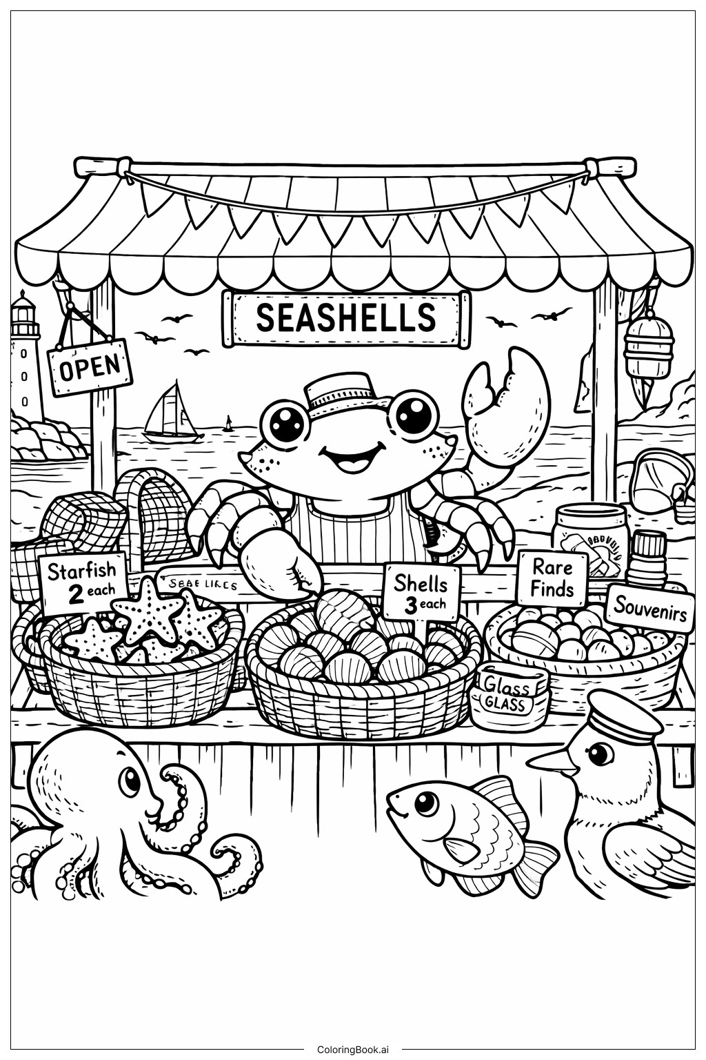 게 시장 색칠공부 페이지