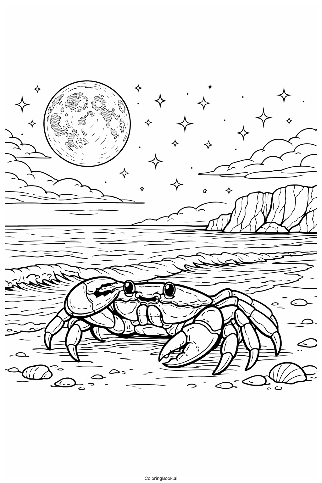 게와 밤하늘 색칠공부 페이지