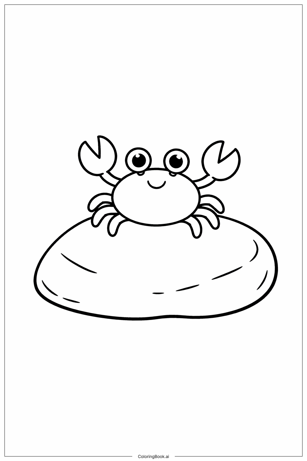  Page de coloriage Crabe sur Roche 