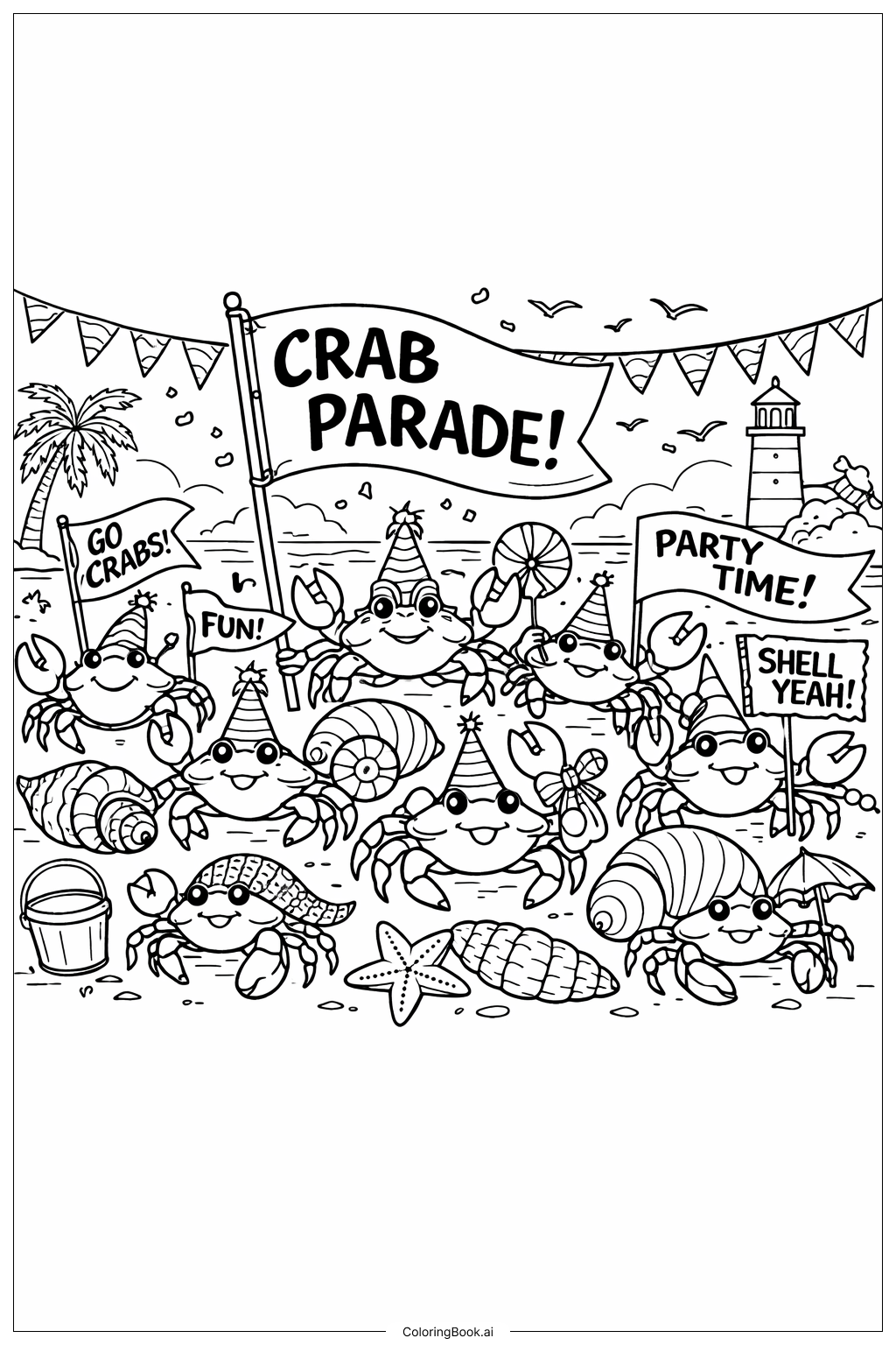 Crab Parade Coloring Page