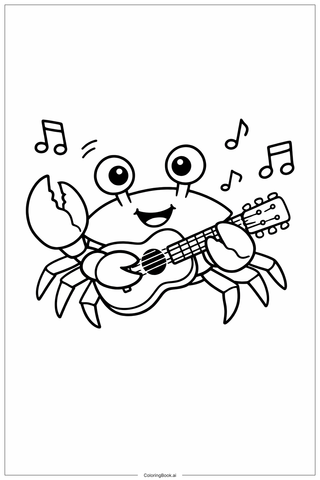  弹吉他的螃蟹填色页 