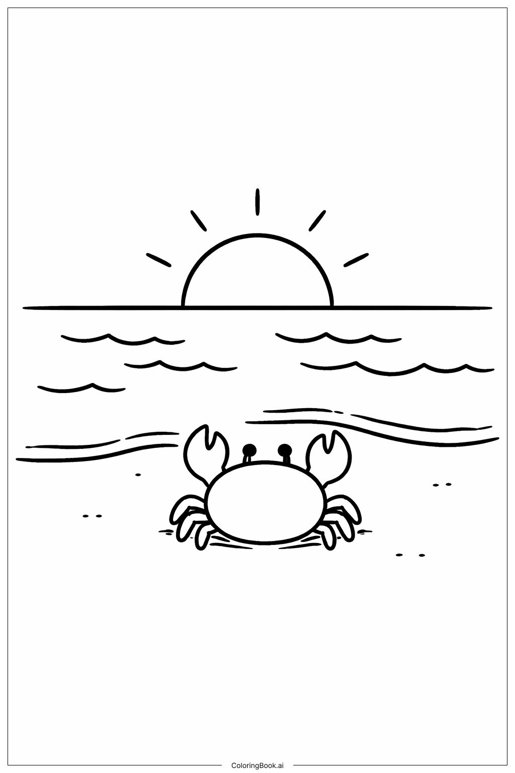Crab Watching Sunset Coloring Page