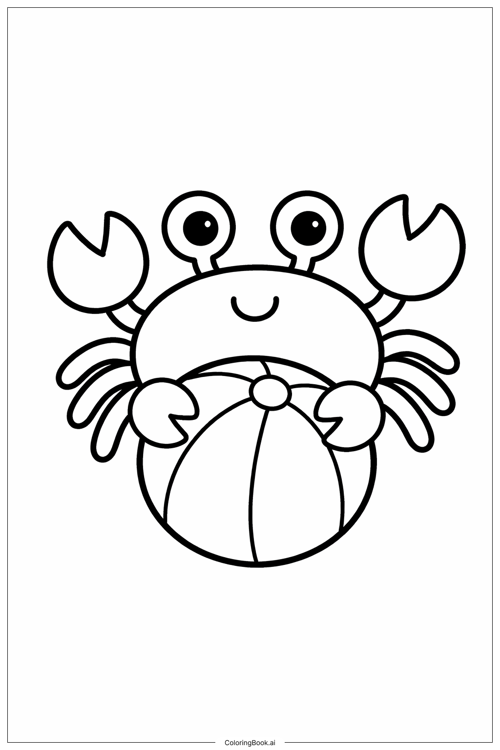  Page de coloriage Crabe avec balle 