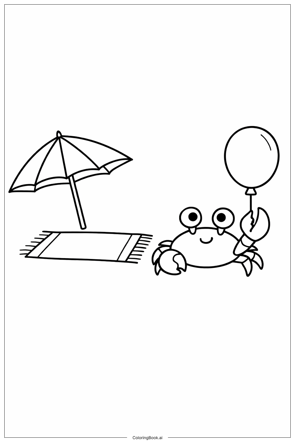  拿着气球的螃蟹填色页 