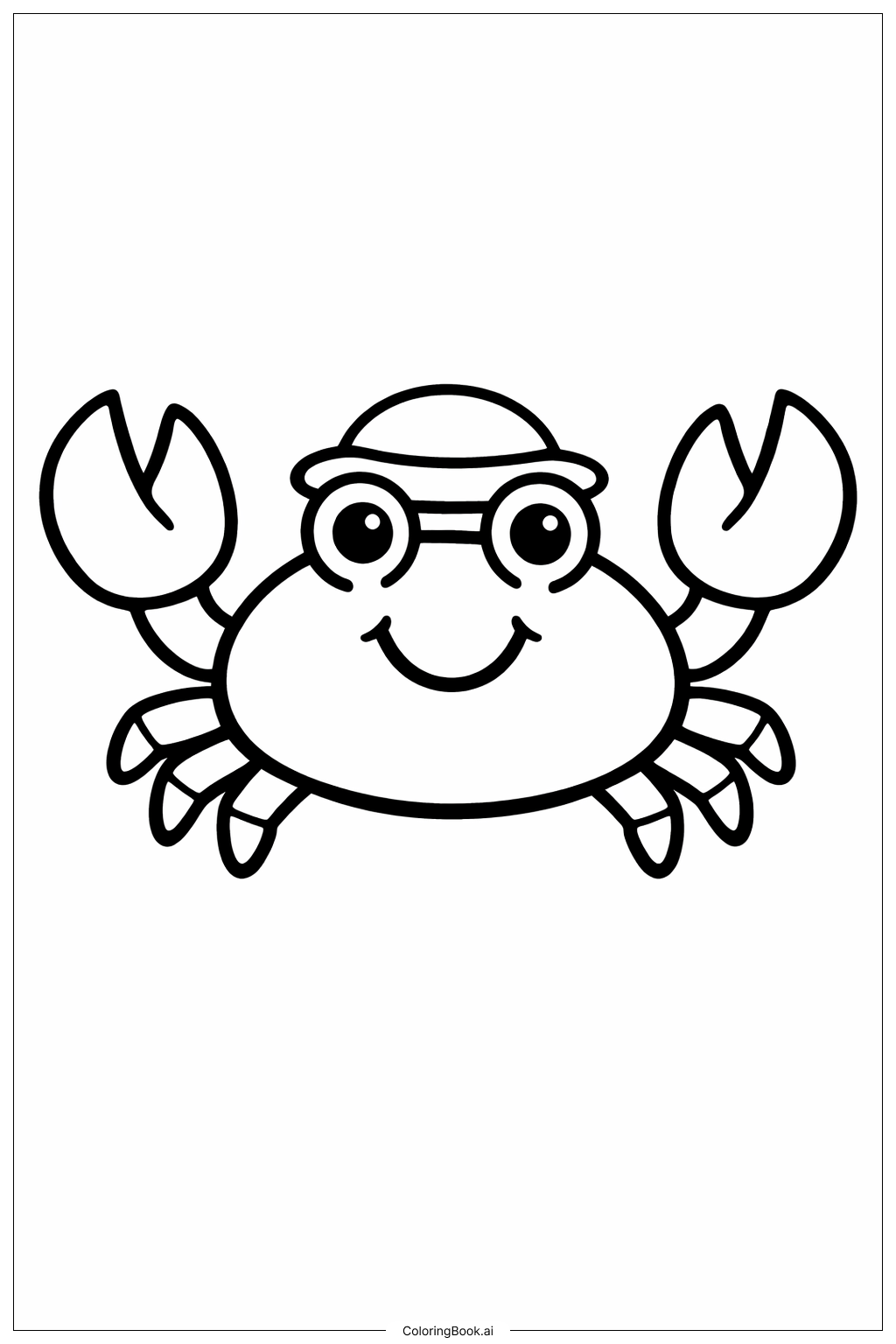  Page de coloriage Crabe avec chapeau 