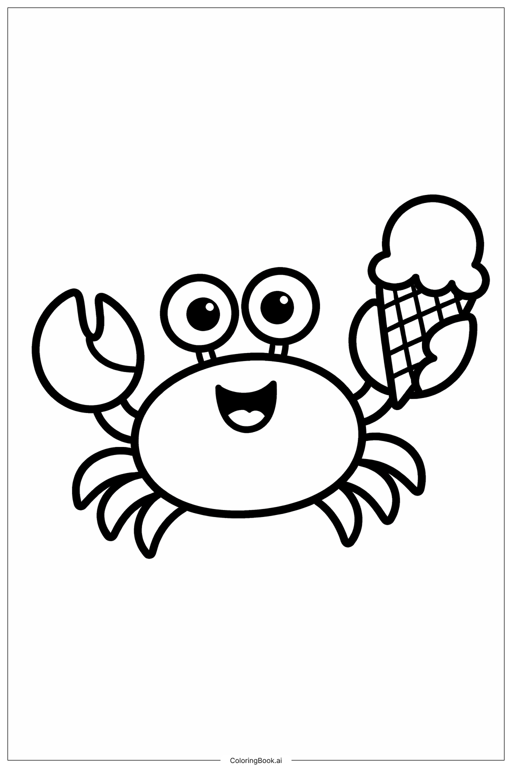  Page de coloriage Crabe avec glace 