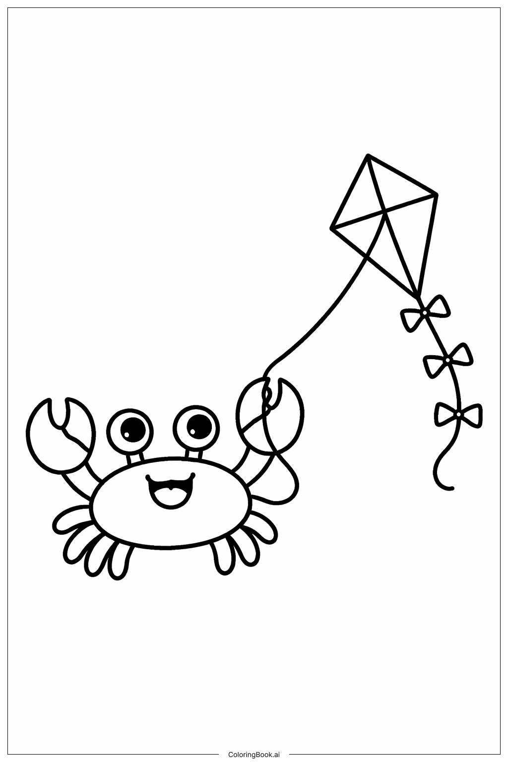  Page de coloriage Crabe avec cerf-volant 