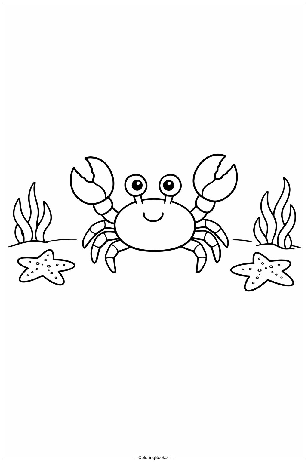  海星朋友与螃蟹填色页 
