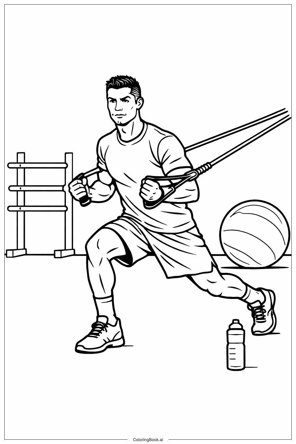  Cristiano Ronaldo Gym Training Coloring Page 