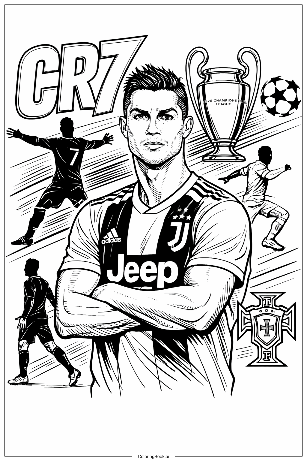  Cristiano Ronaldo Poster Pose Coloring Page 