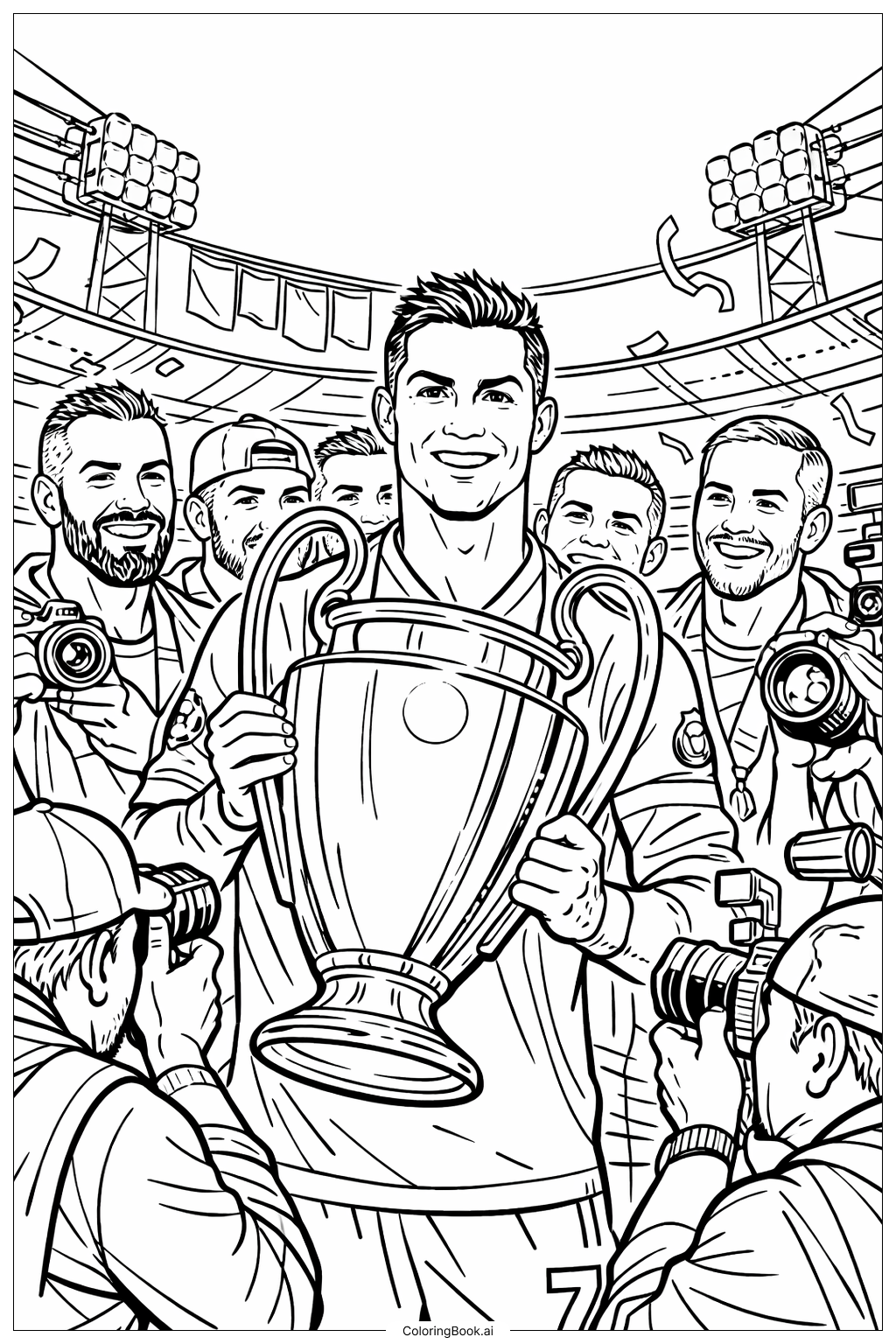  Cristiano Ronaldo Trophy Moment Coloring Page 