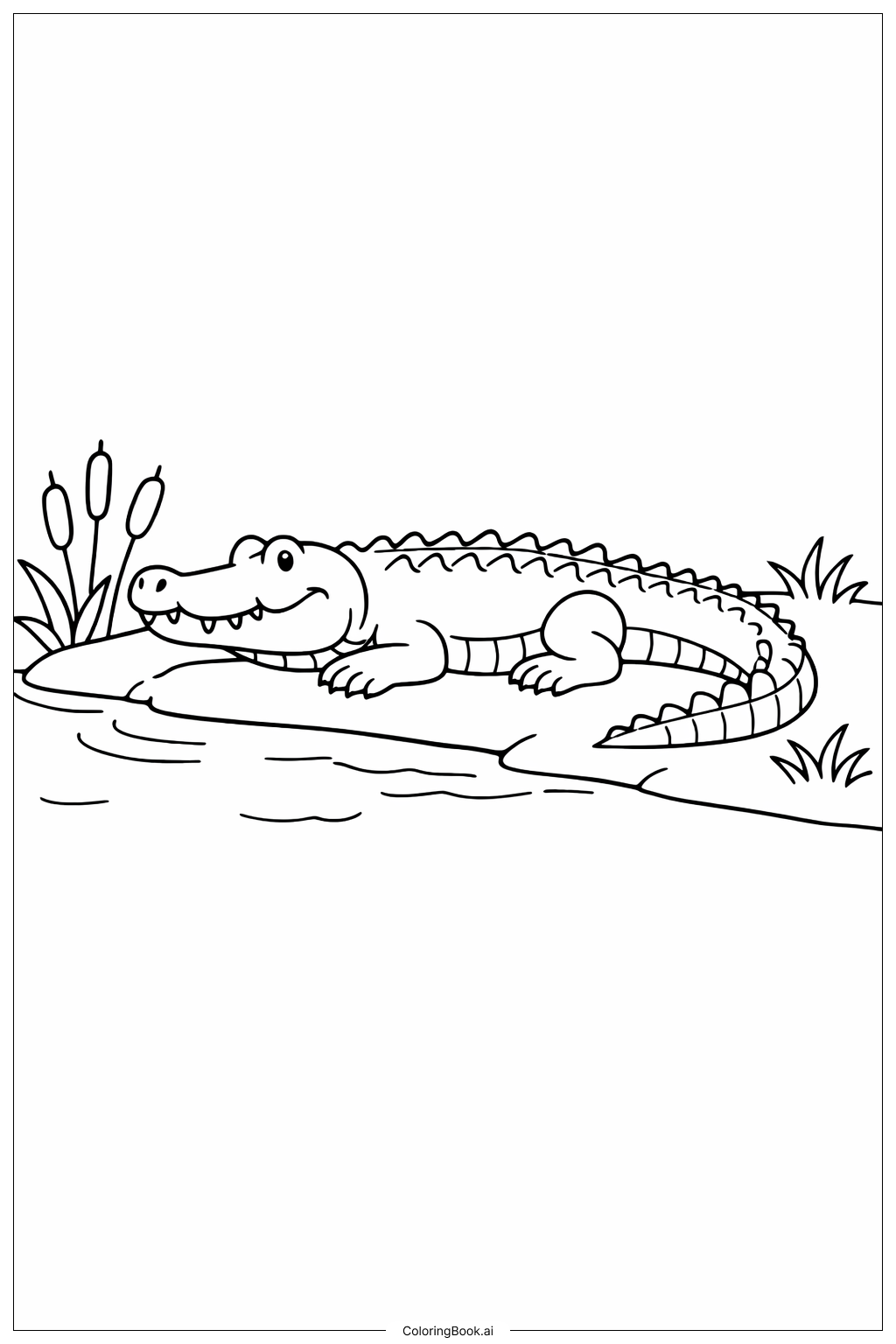  Página para colorir de Crocodilo Perto da Água Coloque-me no Zoológico 