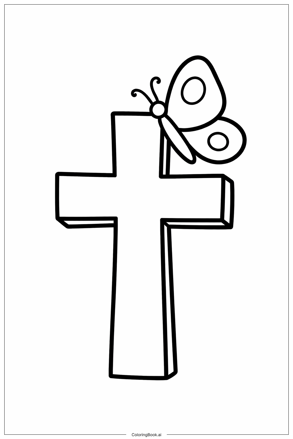  Cross And Butterfly Coloring Page 