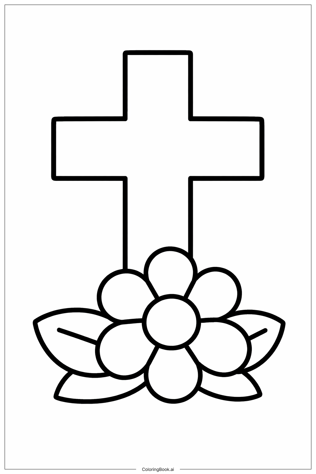  Cross And Flower Coloring Page 
