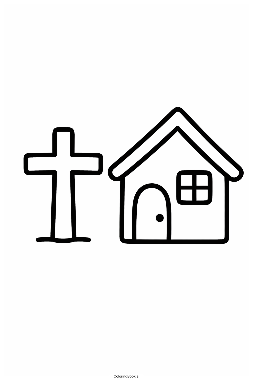  Page de coloriage Croix et Maison 