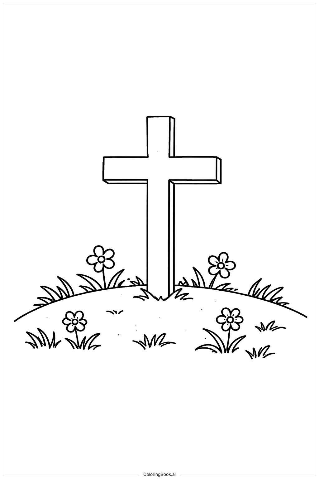  Page de coloriage Croix dans la Prairie 